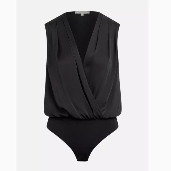 Favorite Daughter The Date Sleeveless Wrap Bodysuit XS/S/M Black Classic - Picture 4 of 6